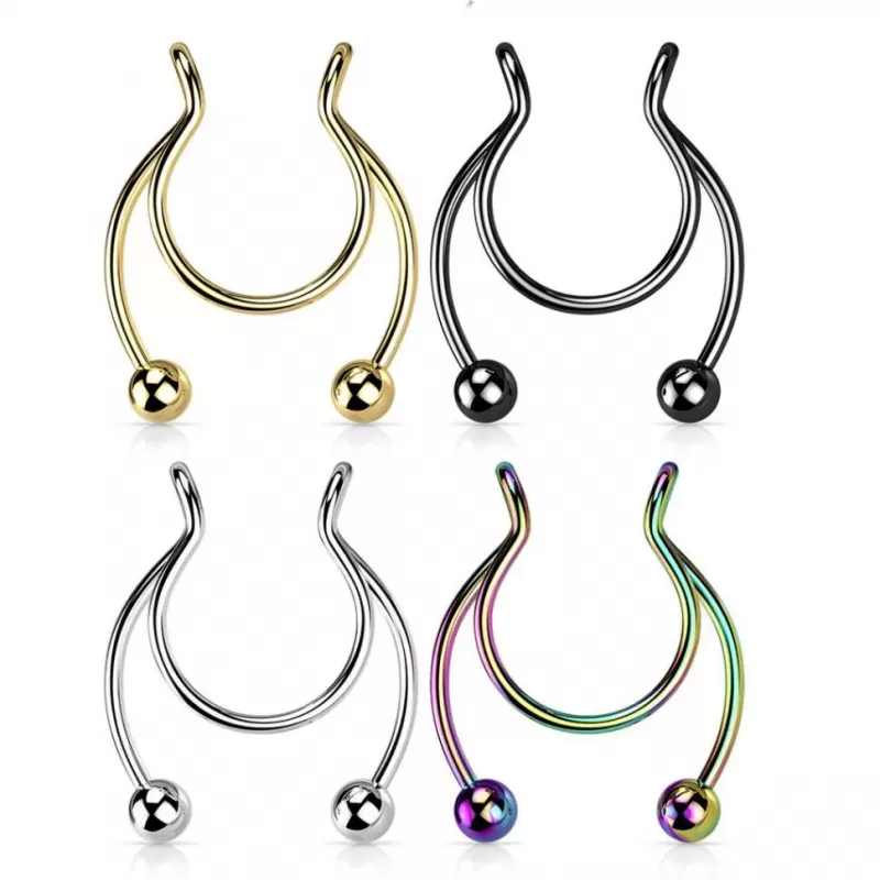 Септум обманка (серьга циркуляр, клипса в нос, для сосков) из стали PiercedFish CLP01-ST имитация пирсинг подковы
