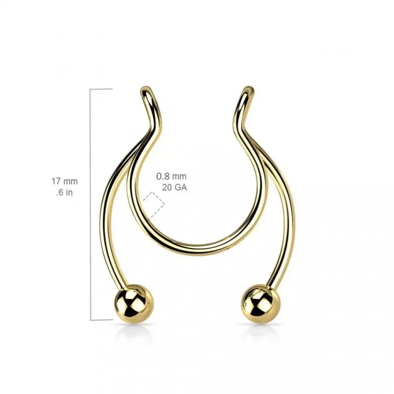 Септум обманка (серьга циркуляр, клипса в нос, для сосков) из стали PiercedFish CLP01-ST имитация пирсинг подковы