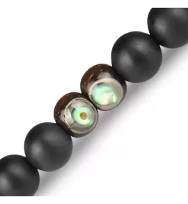 Браслет на резинке в два оборота из агата и с вставками из галиотиса Everiot Select LNS-2068