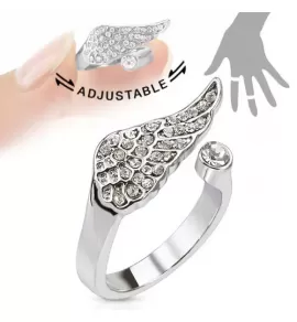 Безразмерное незамкнутое кольцо для пальцев ног/на фалангу в форме крыла TATIC R-A005 с фианитами