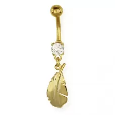 Серьга банан с подвеской "Перо" Everiot AAB-332TBPN