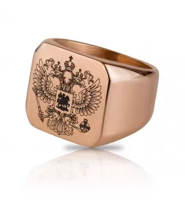 Мужской перстень-печатка из стали TATIC RSS-0322 цвета розового золота