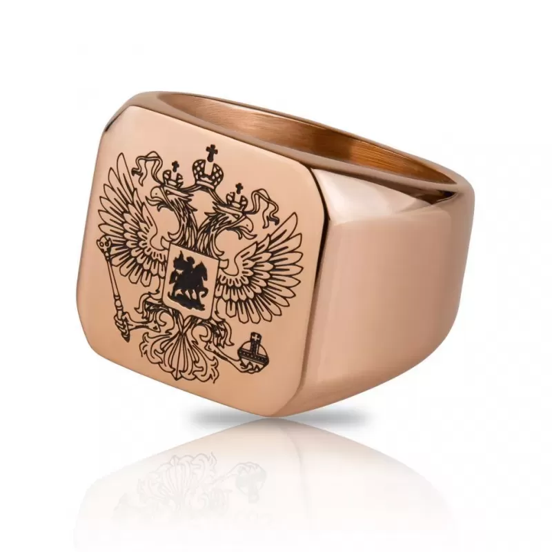 Мужской перстень-печатка из стали TATIC RSS-0322 цвета розового золота