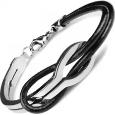 Мужской браслет из кожи и стали Everiot BC-MJ-1631