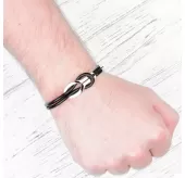 Мужской браслет из кожи и стали Everiot BC-MJ-1631