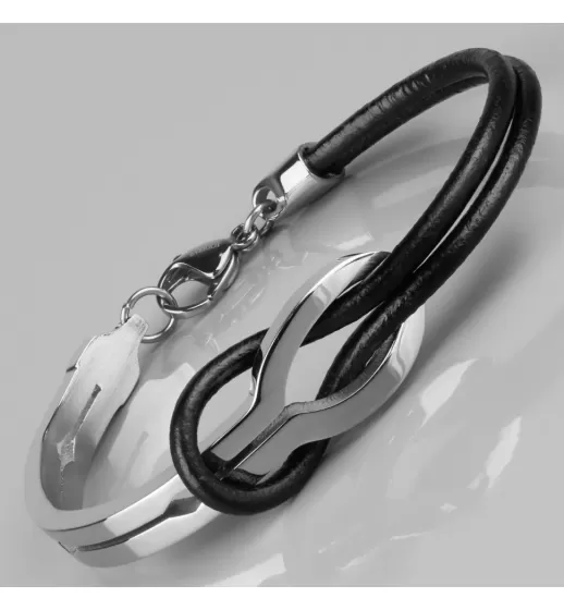 Мужской браслет из кожи и стали Everiot BC-MJ-1631