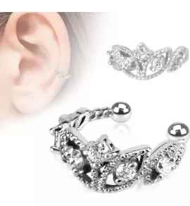 Серьга кафф (обманка, клипса) на хеликс с фианитами TATIC EC14736 имитация пирсинга хряща уха