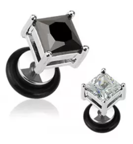 Серьга-гвоздик PiercedFish PSFX-25 с фианитом (фейк плаг)