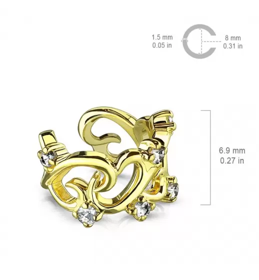 Серьга кафф (обманка, клипса) на хеликс с фианитами TATIC EC19426 имитация пирсинга хряща уха