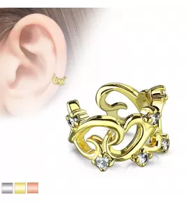 Серьга кафф (обманка, клипса) на хеликс с фианитами TATIC EC19426 имитация пирсинга хряща уха