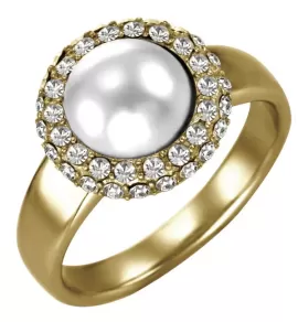 Кольцо из стали Everiot AAB-853RSS с имитацией жемчуга