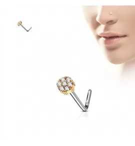 Серьга-гвоздик (нострил) для пирсинга крыла носа PiercedFish NOL-605 с фианитами