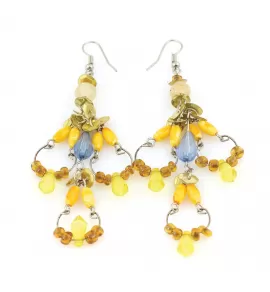 Серьги Indigo ING-RR-128 из бусин янтарного цвета