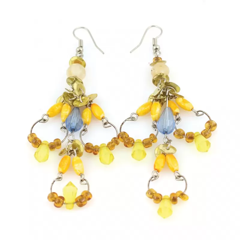 Серьги Indigo ING-RR-128 из бусин янтарного цвета