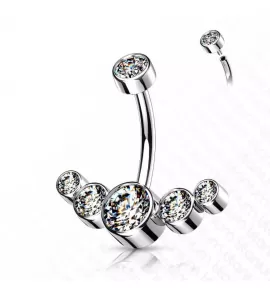 Титановая серьга банан для пирсинга пупка Pirslab TIN09 с фианитами