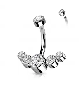Титановая серьга банан для пирсинга пупка Pirslab TIN09 с фианитами