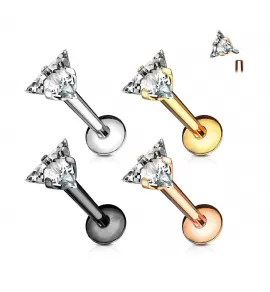 Набор серег лабретов из стали для пирсинга губ, хряща уха PiercedFish VL029 с фианитом
