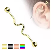 Штанга для пирсинга индастриал из стали изогнутая PiercedFish BSP8T