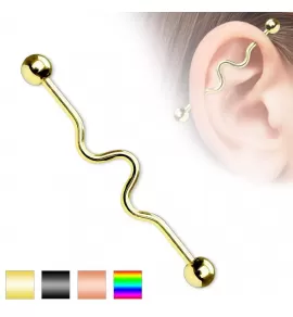 Штанга для пирсинга индастриал из стали изогнутая PiercedFish BSP8T