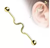 Штанга для пирсинга индастриал из стали изогнутая PiercedFish BSP8T