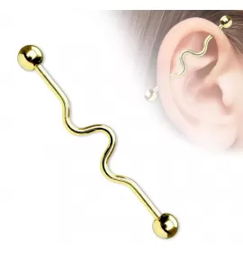 Штанга для пирсинга индастриал из стали изогнутая PiercedFish BSP8T