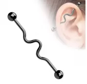 Штанга для пирсинга индастриал из стали изогнутая PiercedFish BSP8T