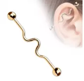 Штанга для пирсинга индастриал из стали изогнутая PiercedFish BSP8T