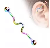 Штанга для пирсинга индастриал из стали изогнутая PiercedFish BSP8T
