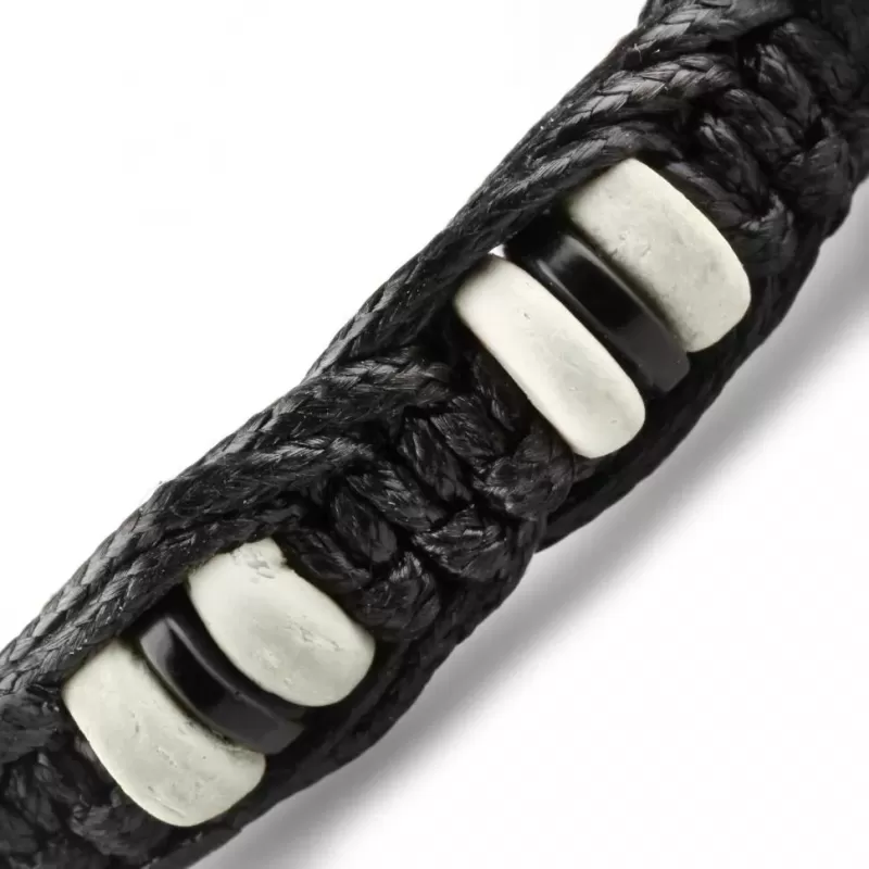 Мужской браслет Шамбала из дерева и кости с черепами Everiot Select LNS-2153