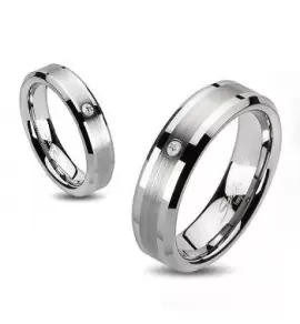 Кольцо из карбида вольфрама Spikes TU-142 с фианитом