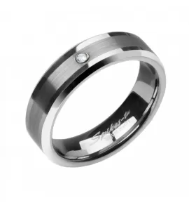 Кольцо из карбида вольфрама Spikes TU-142 с фианитом