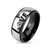 Кольцо из стали с фианитом Spikes R-M2957 с романтичной надписью "Love"