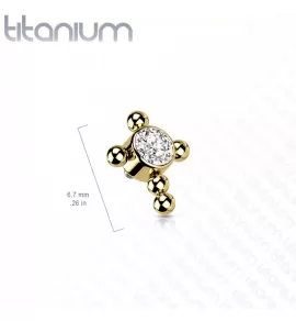 Сменная накрутка крест из титана Pirslab QBTY39-VM для пирсинг-штанг, лабретов, на микродермал, с фианитами