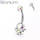 Серьга банан для пирсинга пупка Pirslab TIN07-AB из титана с фианитами