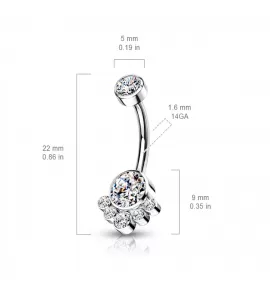 Серьга банан для пирсинга пупка Pirslab TIN07-AB из титана с фианитами