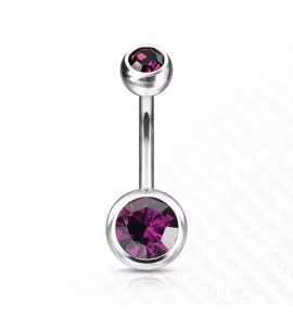 Пирсинг пупка банан из титана Pirslab T23N04-A без покрытия с фианитами