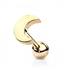 Микроштанга 1,2 мм из стали для пирсинга уха PiercedFish JA09-GD с полумесяцем