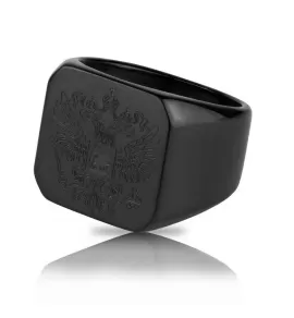 Черный мужской перстень из стали TATIC RSS-0321, кольцо с гербом двуглавый орел