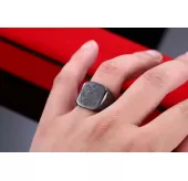 Черный мужской перстень из стали TATIC RSS-0321, кольцо с гербом двуглавый орел