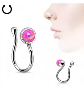 Пирсинг-обманка (клипса) для носа PiercedFish NOCL08-OP22 с искусственным опалом