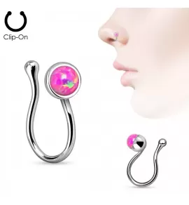 Пирсинг-обманка (клипса) для носа PiercedFish NOCL08-OP22 с искусственным опалом