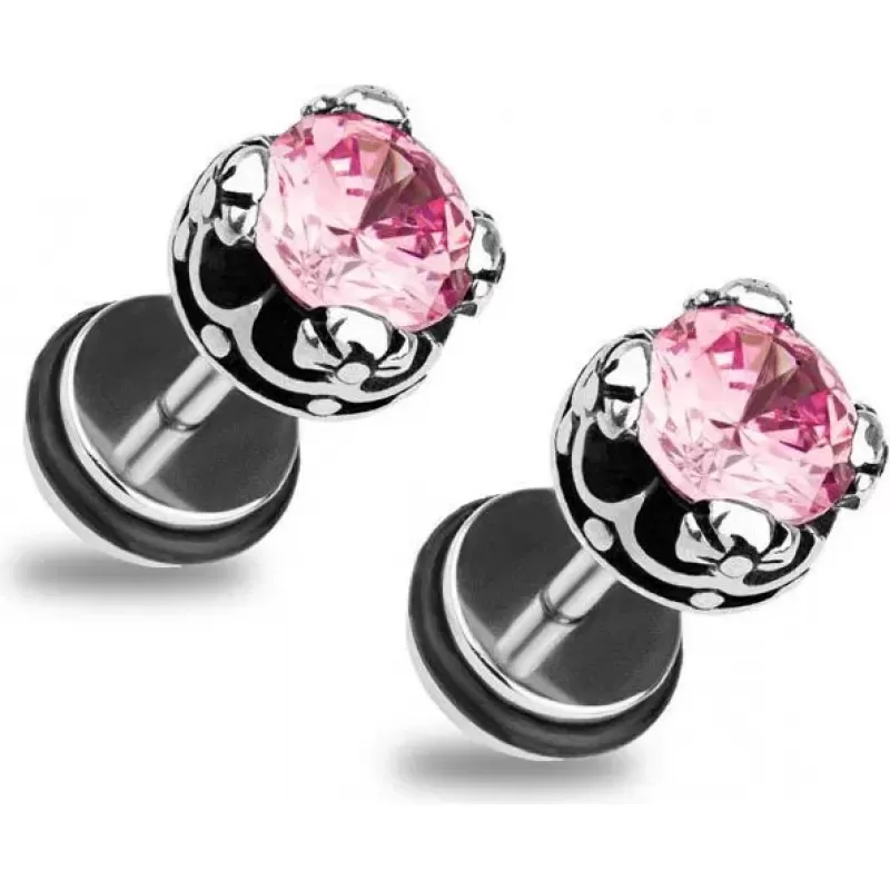 Серьги PiercedFish 2xPSFX-65 с фианитом (имитация плага)