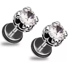 Серьги PiercedFish 2xPSFX-65 с фианитом (имитация плага)