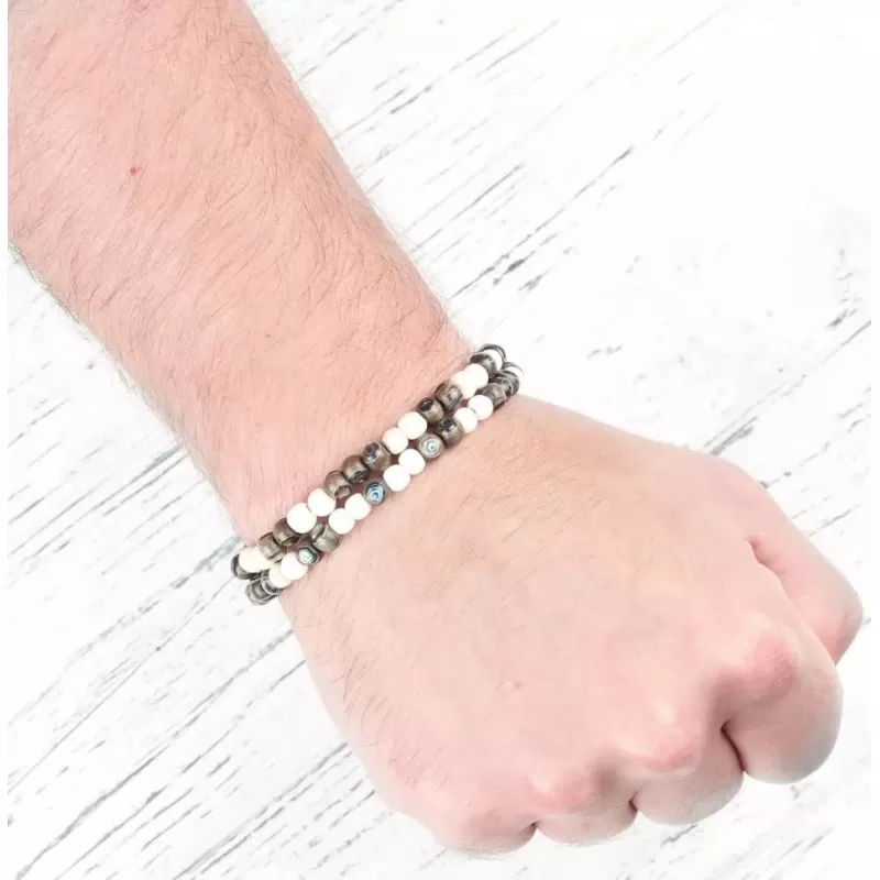 Браслет Everiot Select в два оборота из дерева на резинке --LNS-3108