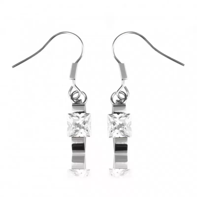 Серьги из стали Everiot AAB-ESS255 с квадратным фианитом