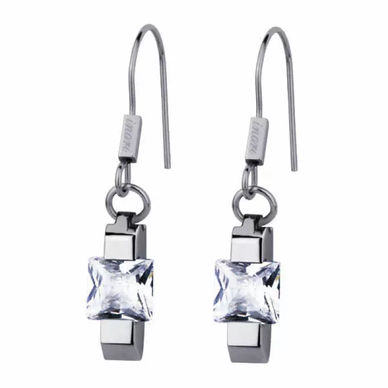 Серьги из стали Everiot AAB-ESS255 с квадратным фианитом