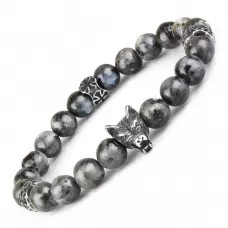 Мужской браслет "Северный волк" из лабрадорита с крестами Everiot Select LNS-2096