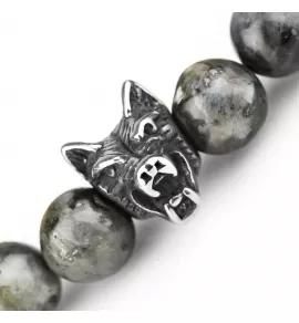 Мужской браслет "Северный волк" из лабрадорита с крестами Everiot Select LNS-2096