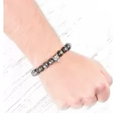 Мужской браслет "Северный волк" из лабрадорита с крестами Everiot Select LNS-2096