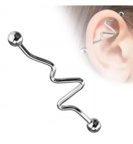 Штанга для пирсинга индастриал из стали изогнутая PiercedFish BSP12